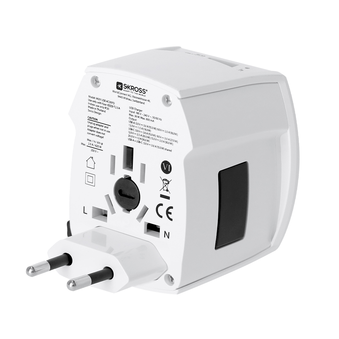 Adaptador Viaje Universal Skross MUV USB 30W PD