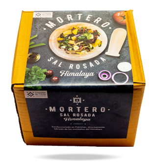 Mortero de sal rosada del Himalaya