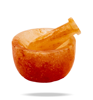 Mortero de sal rosada del Himalaya